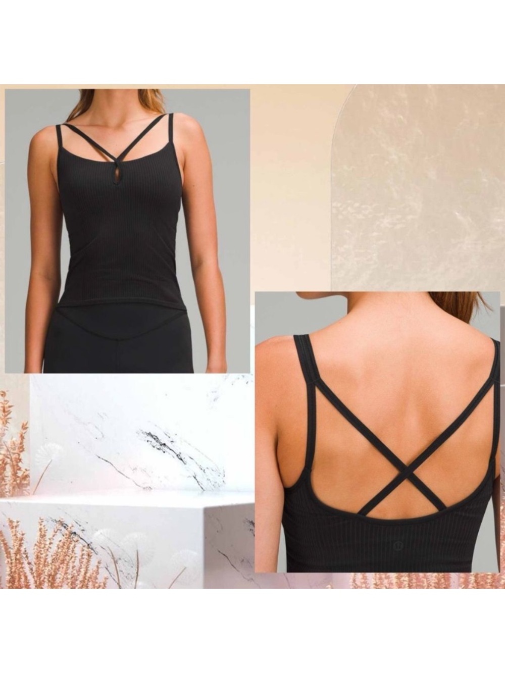 LULULEMON EBB TO STREET STRAPPY Black Ribbed Tank